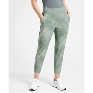 Athleta Nolita‎ Slim Tapered Printed Crop Pant Plus Size 18 Green NWOT